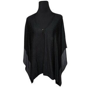 Charlie Paige Poncho Black Grey VNeck Shawl Lagenlook Classic Fall Timeless Cape